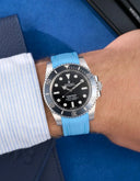 Curved Vertech Rubber Strap - Capri Blue - OM Luxury