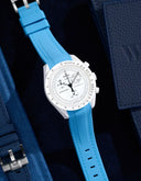 Curved Vertech Rubber Strap - Capri Blue - OM Luxury